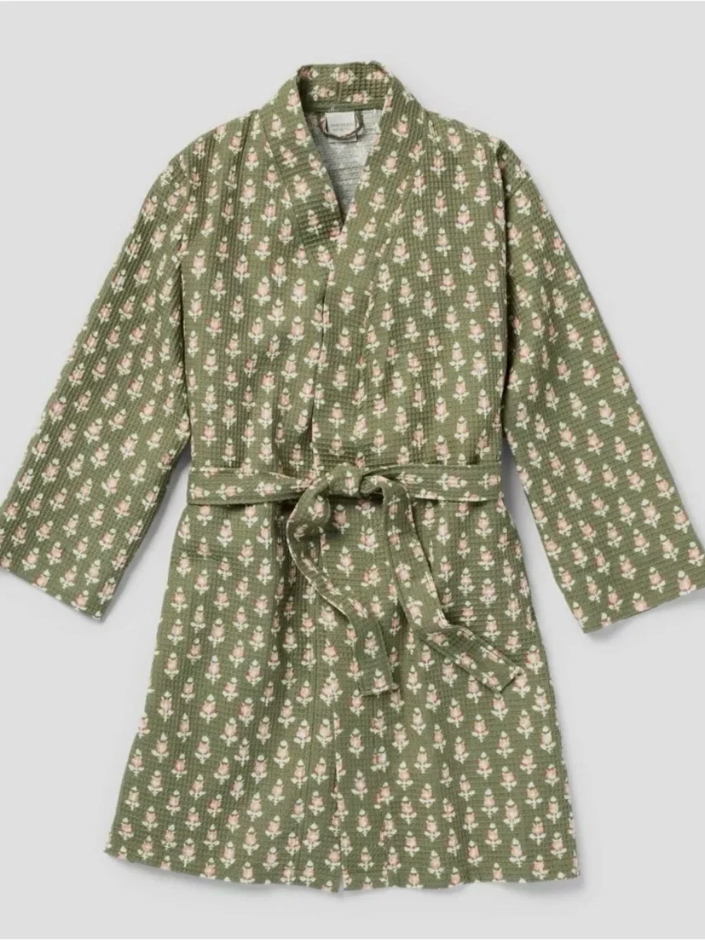 Floral Waffle Bath Robe Green/Pink - Threshold - Picture 2 of 13